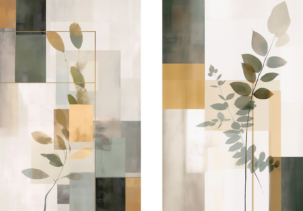 Blätter und Farbflächen — ganzes Design