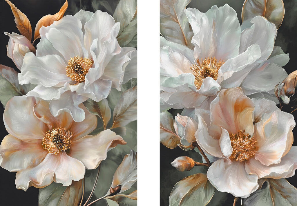 Blüten mit goldener Mitte — ganzes Design