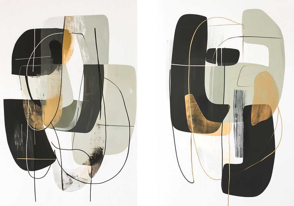 Formen und Goldlinien — ganzes Design