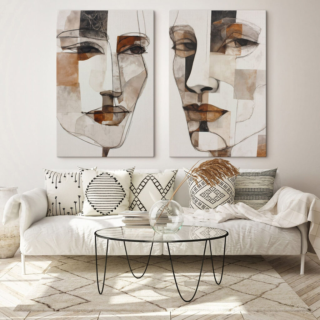Gesichter aus Flächen in einem Interieur
