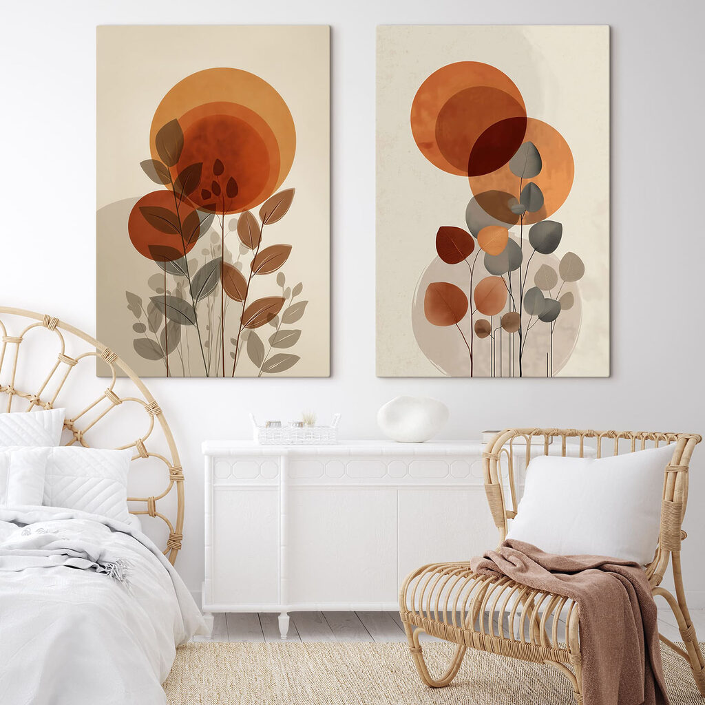 Orangefarbene Kreise und Blätter — Interieur 2