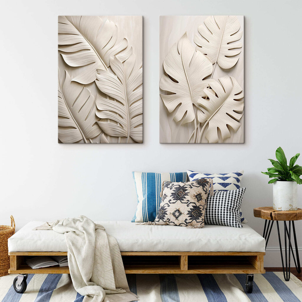 Cremefarbene Tropenblätter — Interieur 2
