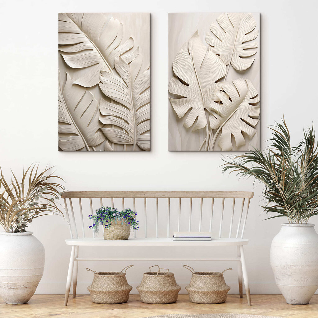 Cremefarbene Tropenblätter — Interieur 1