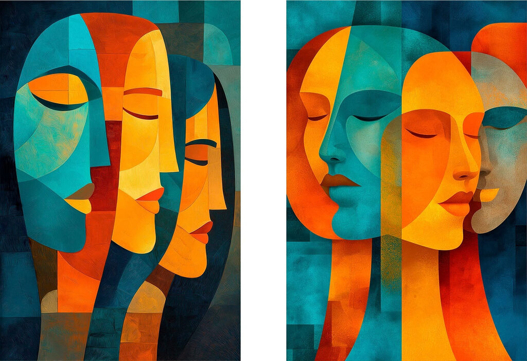 Gestaffelte Gesichter — ganzes Design