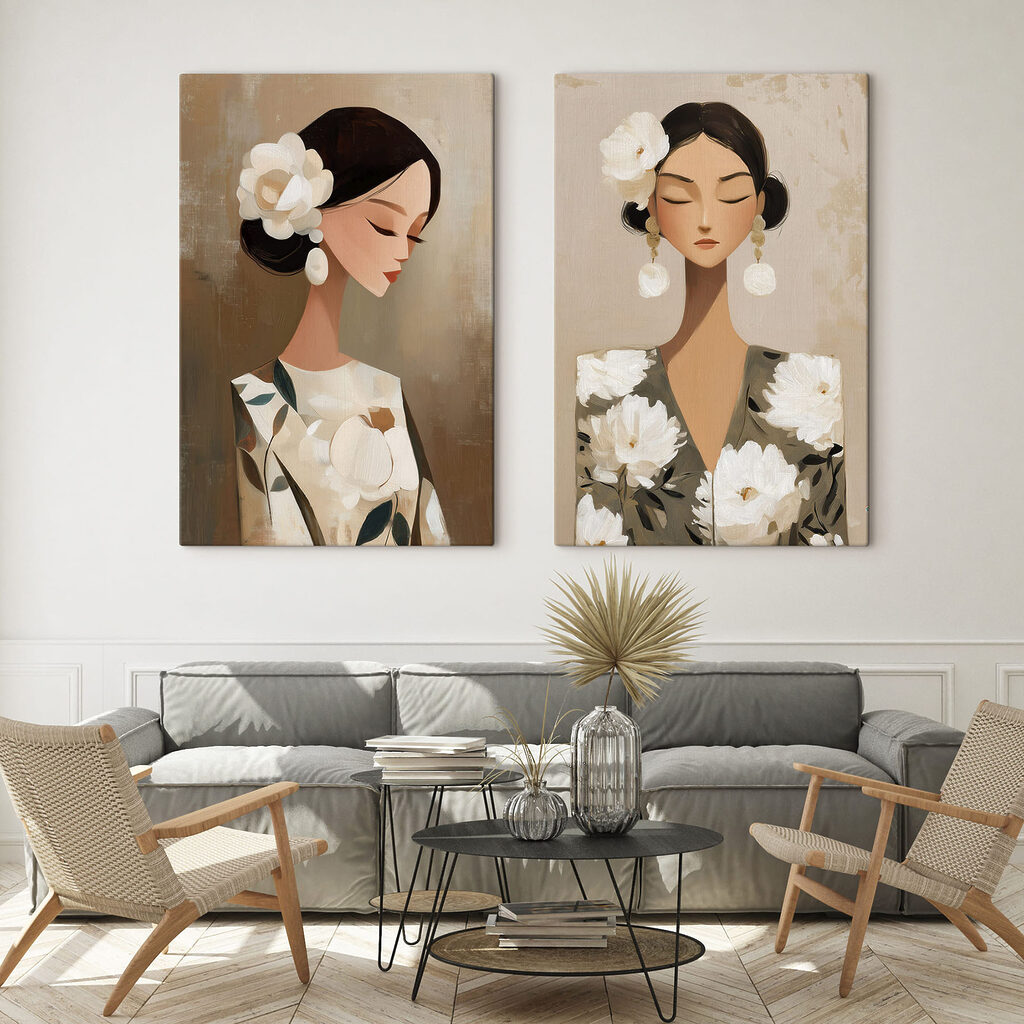 Blume im Haar in einem Interieur