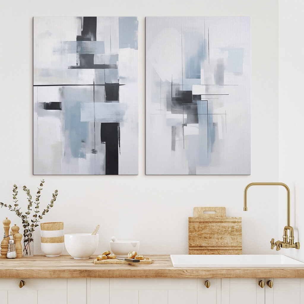 Grau-schwarze Abstraktion in einem Interieur