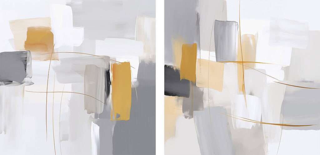 Grau und Senfgelb — ganzes Design