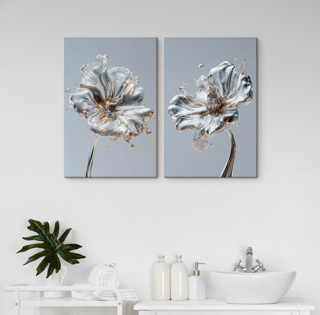 Blumen wie flüssiges Silber in einem Interieur