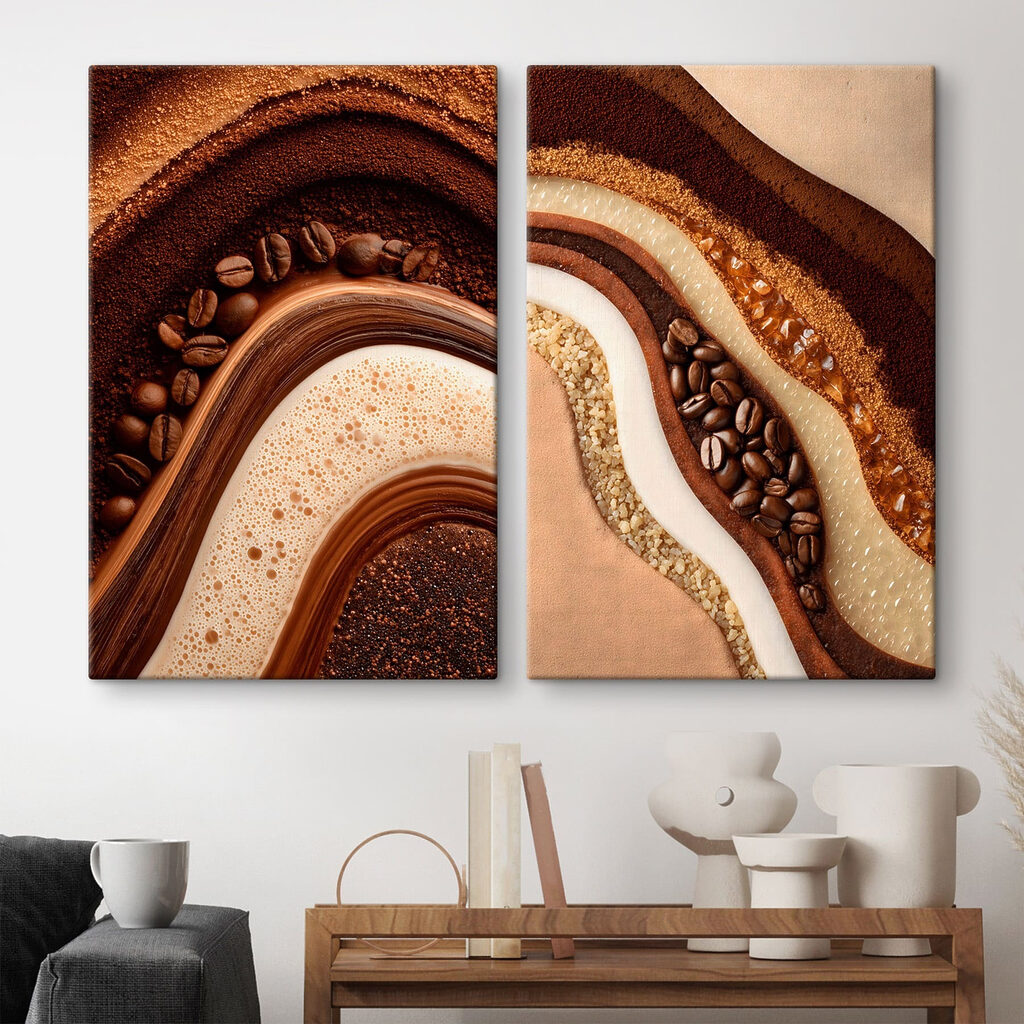 Kaffee in welligen Schichten in einem Interieur
