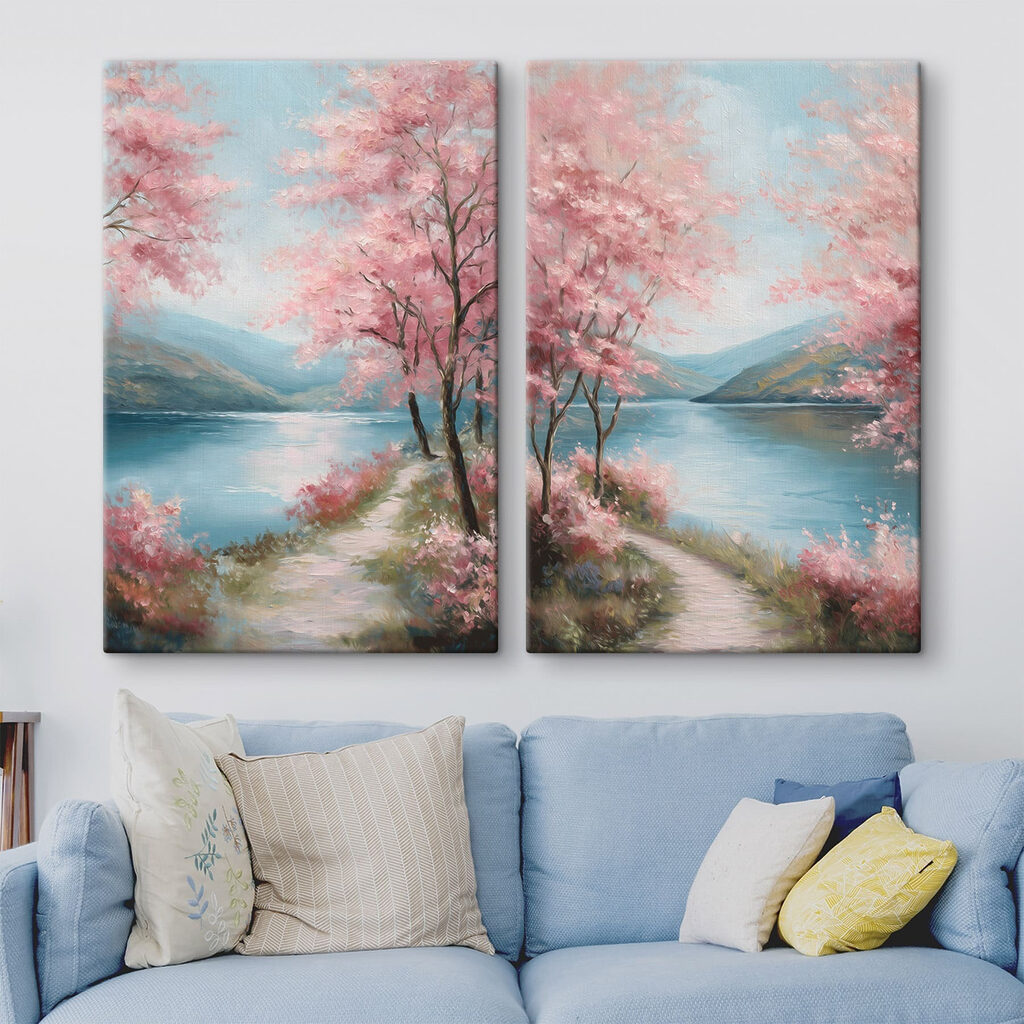 Blütenweg am See in einem Interieur