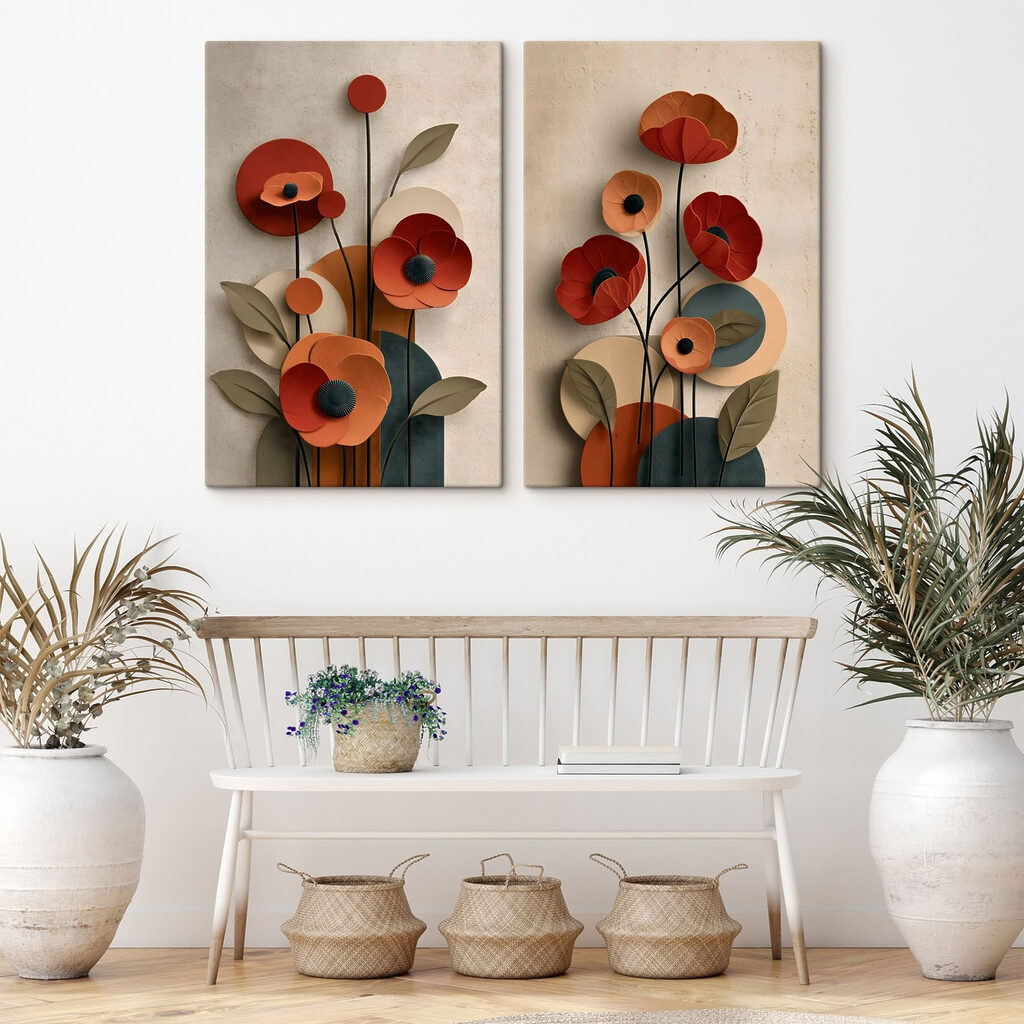 Verspielte Mohnblumen in einem Interieur