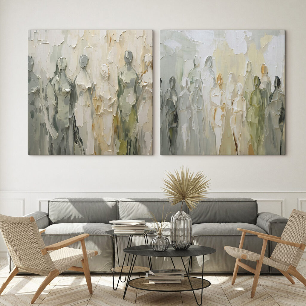 Stille Menge in einem Interieur