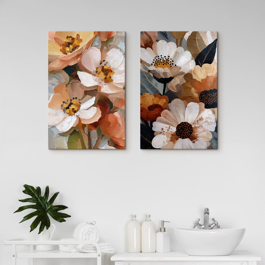 Blumen in warmen Farben in einem Interieur