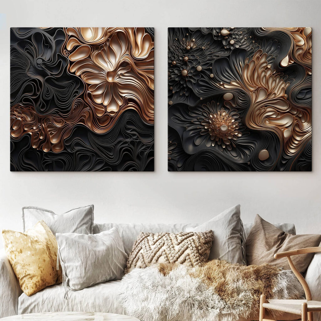Bronzeblüten auf Schwarz — Interieur 1