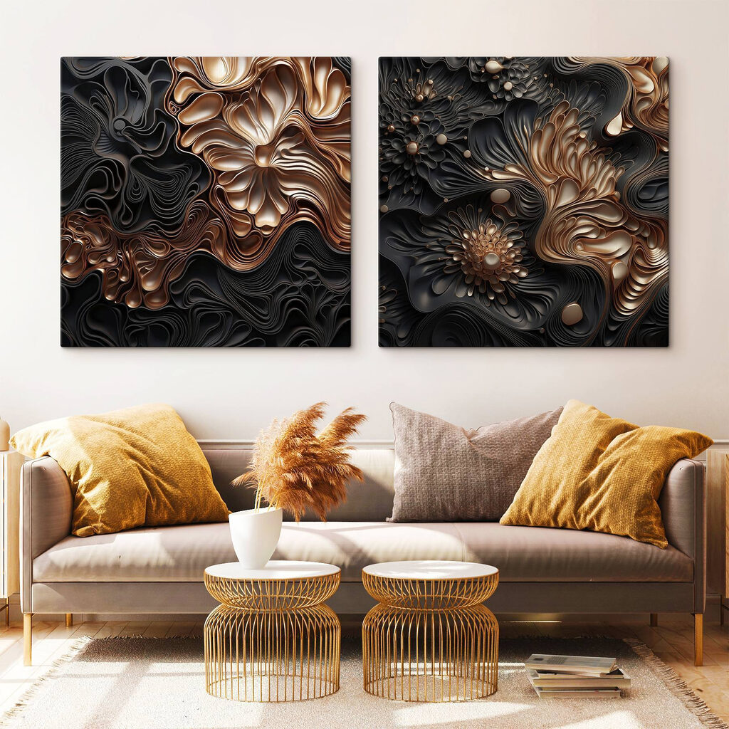 Bronzeblüten auf Schwarz — Interieur 2