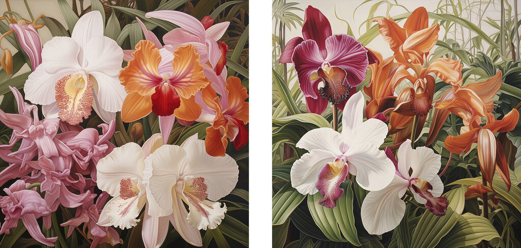 Bunte Orchideen — ganzes Design