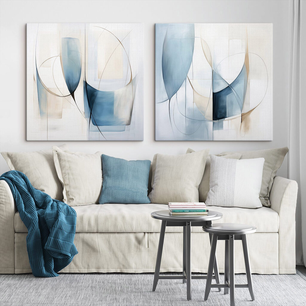 Luftige Schichten in Blau in einem Interieur