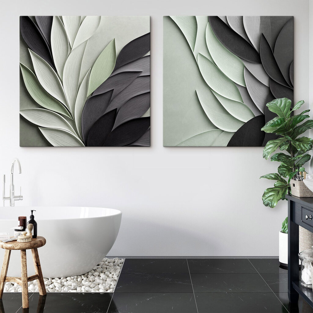 Blätter in scharfem Kontrast in einem Interieur