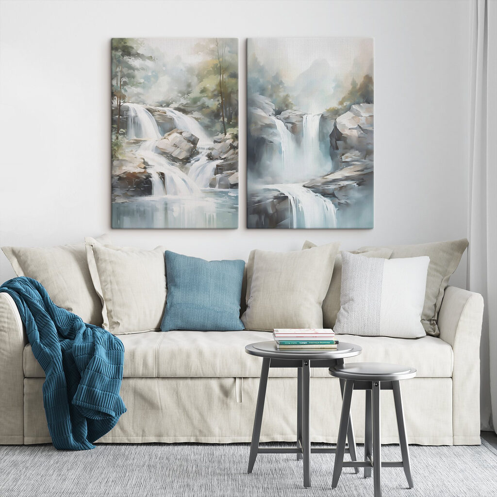 Wasser zwischen Felsen in einem Interieur