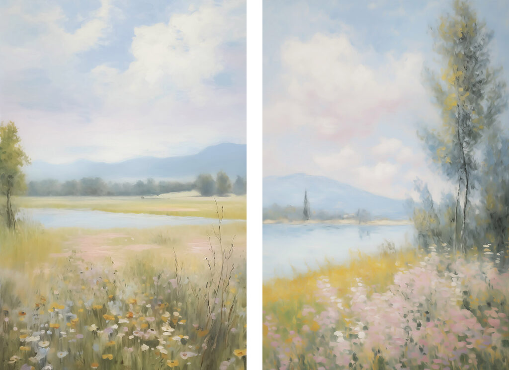 Blumenwiese am Fluss — ganzes Design