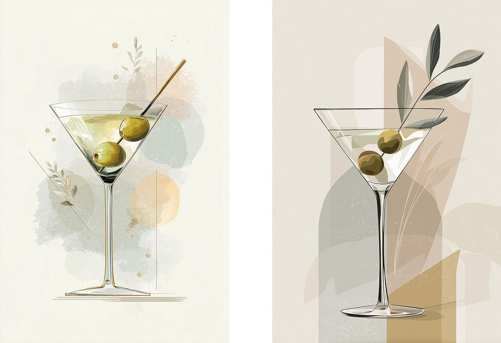 Cocktails mit Oliven — ganzes Design
