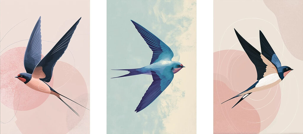 Schwalben im Flug — ganzes Design