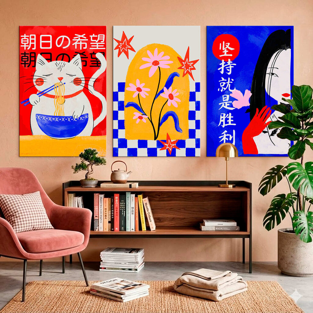 Katze, Blumen und Dame in einem Interieur