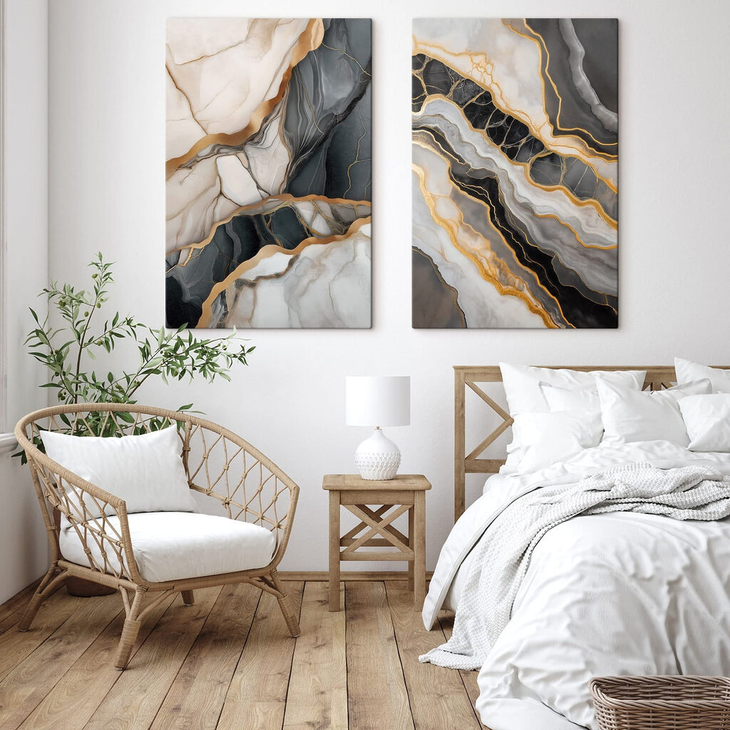 Gold zwischen dunklen Strömen in einem Interieur