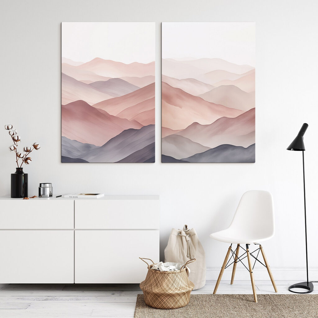 Berge in rosa Schichten in einem Interieur