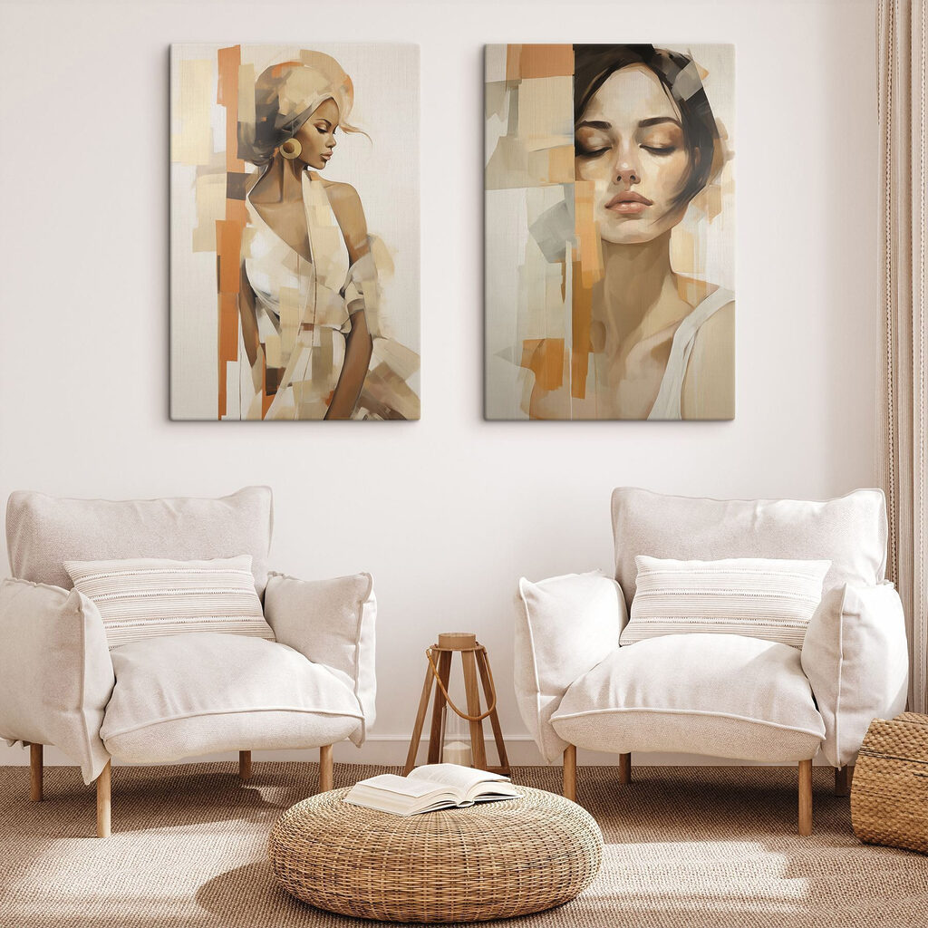 Blick zwischen warmen Flächen in einem Interieur