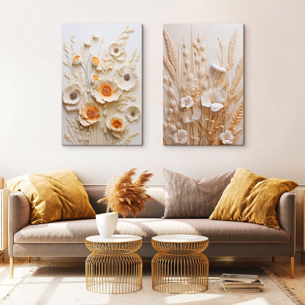 Wildblumen und Kornähren in einem Interieur