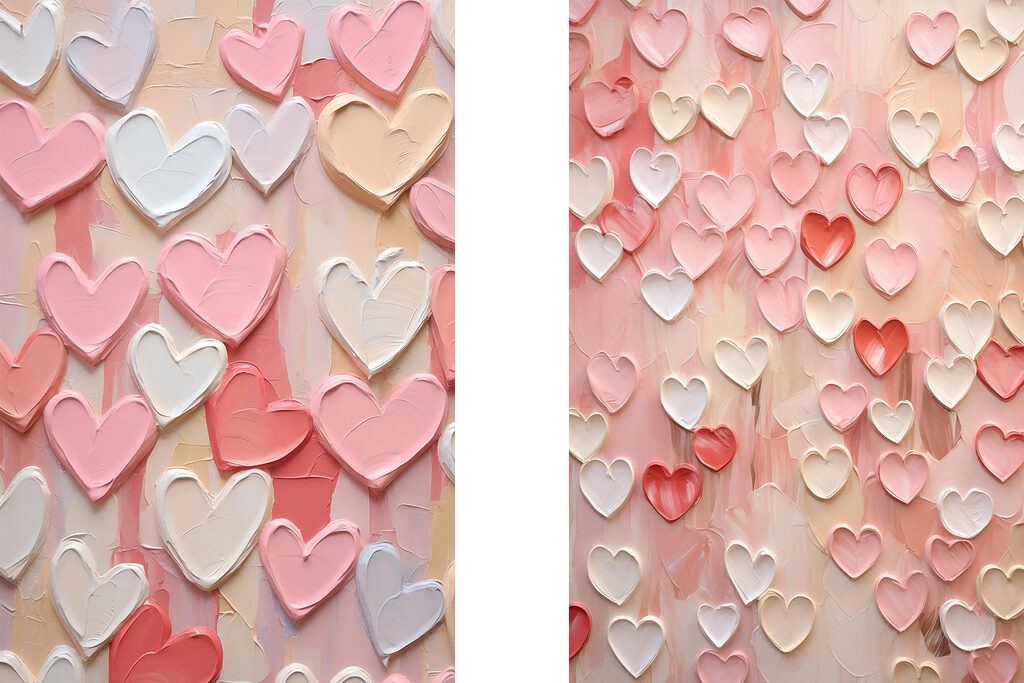 Rosa und weiße Herzen — ganzes Design