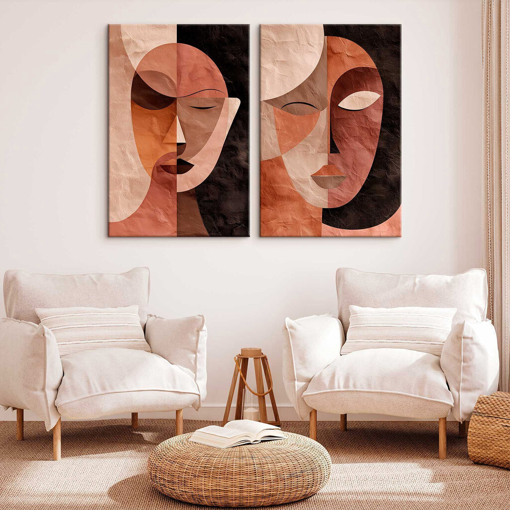 Sanft gerundete Gesichter in einem Interieur