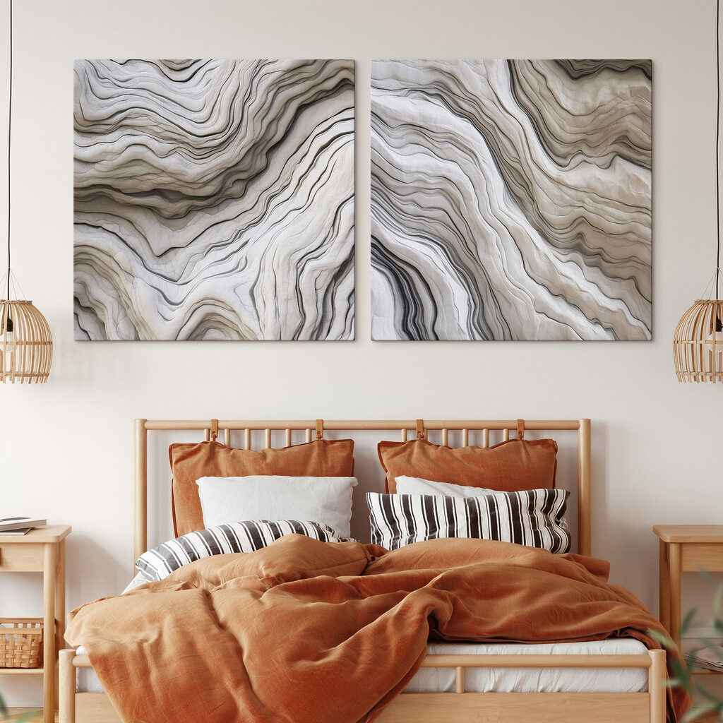 Welliges graues Linienspiel in einem Interieur