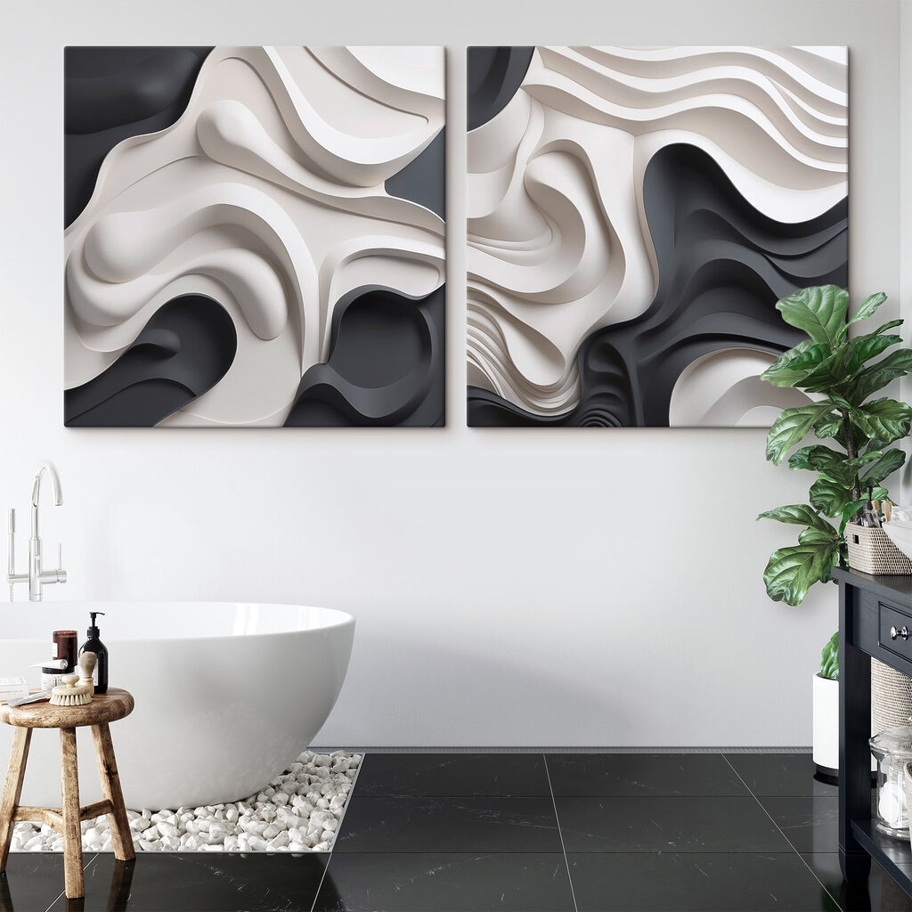 Tiefe Wellen in Schwarz-Weiß in einem Interieur