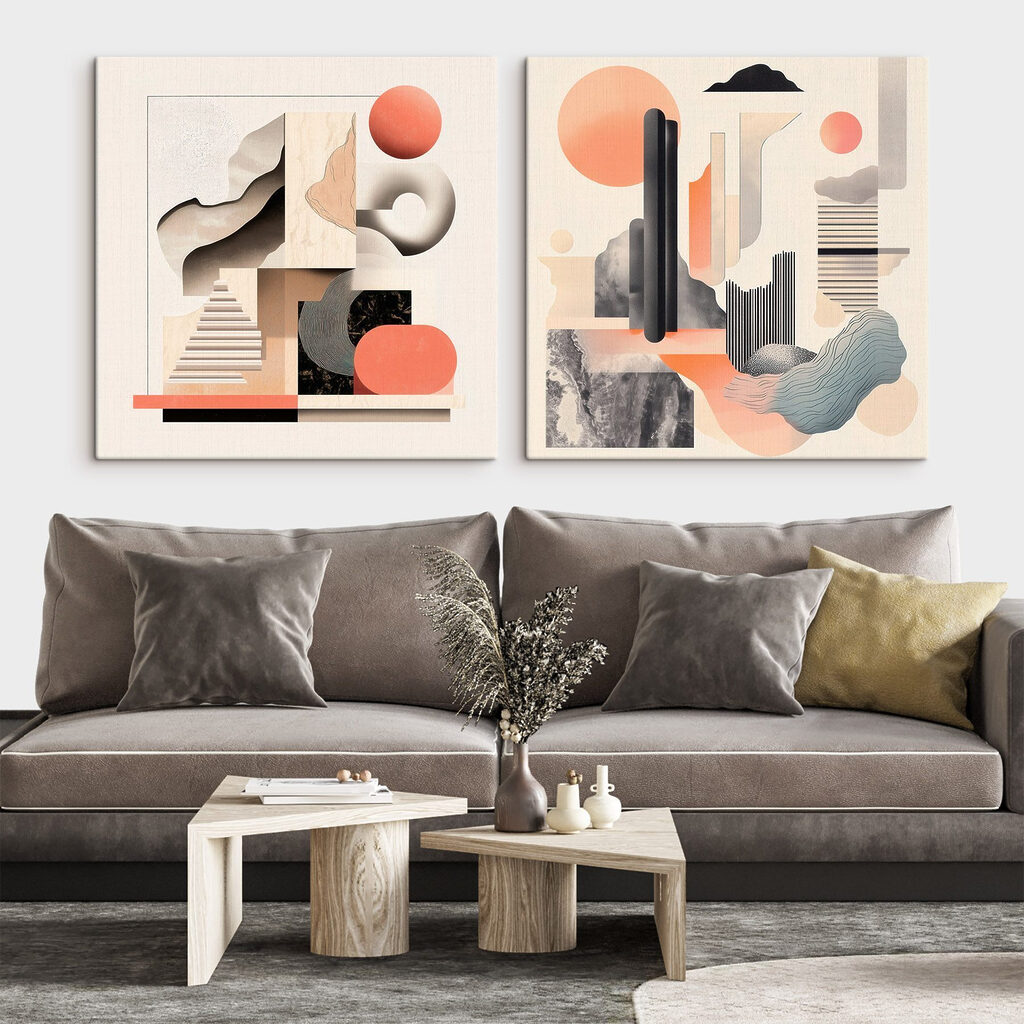 Landschaft aus Formen in einem Interieur
