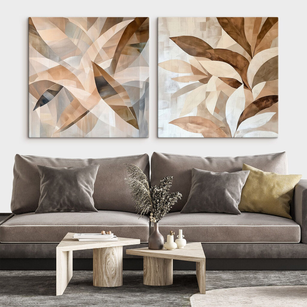 Blätter in durchscheinenden Schichten in einem Interieur