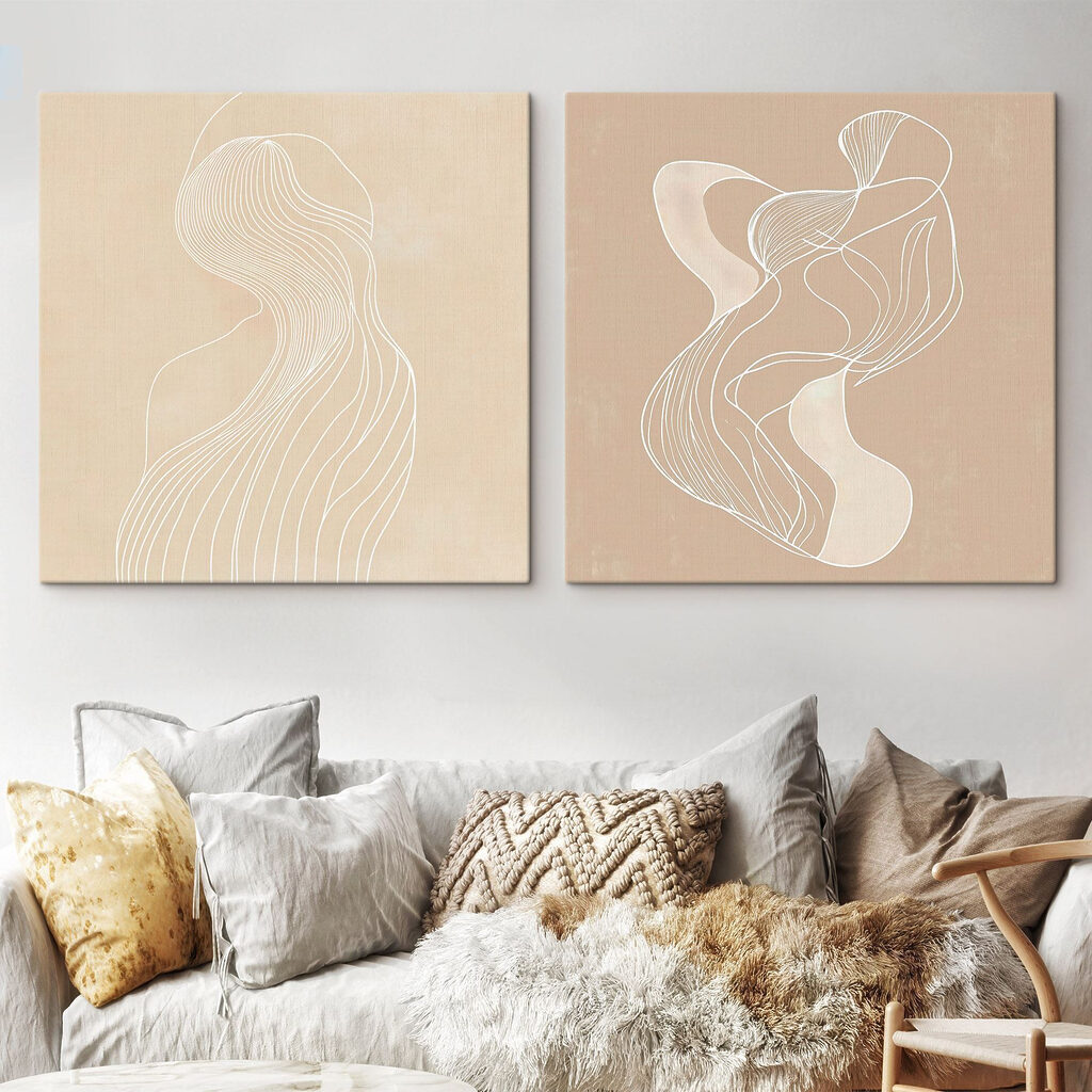 Gestalten aus feinen Linien in einem Interieur