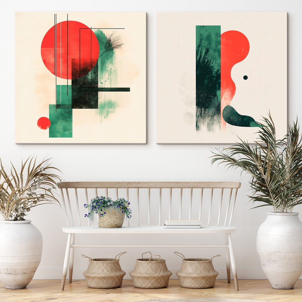 Rot-grüne Geometrie in einem Interieur