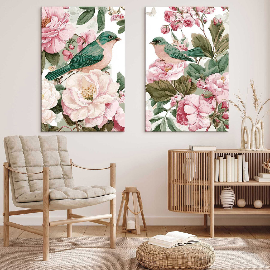 Vögel und rosa Blüten — Interieur 2