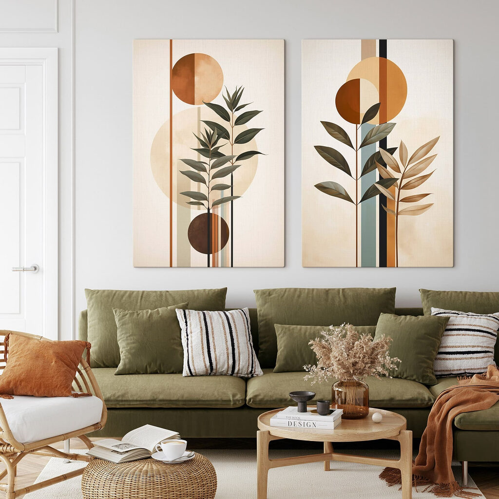 Pflanzen, Kreise und Linien in einem Interieur