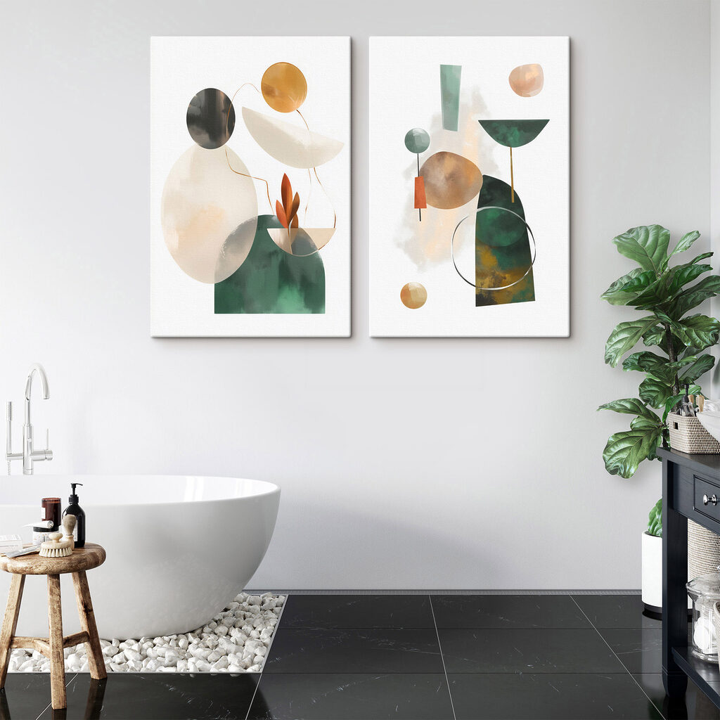 Vasen und runde Formen in einem Interieur