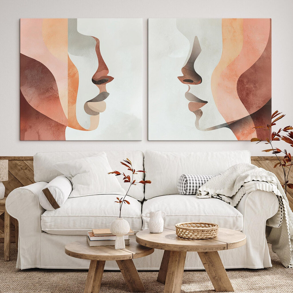 Profile einander gegenüber in einem Interieur