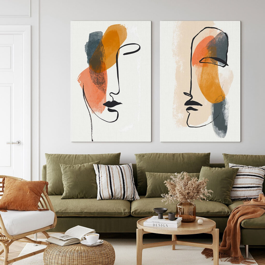 Gesichter in wenigen Linien in einem Interieur