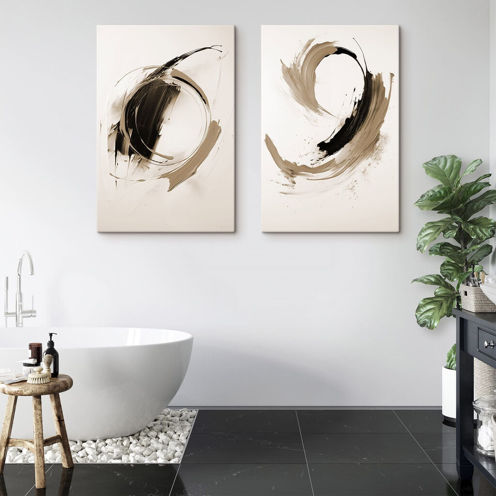 Kreise aus lockeren Pinselstrichen in einem Interieur