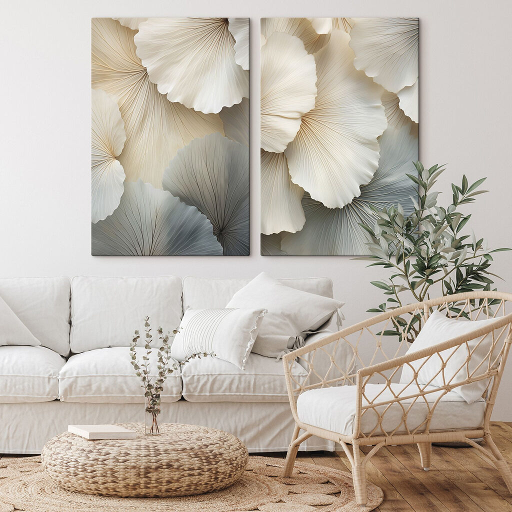 Blätter mit welligen Rändern in einem Interieur