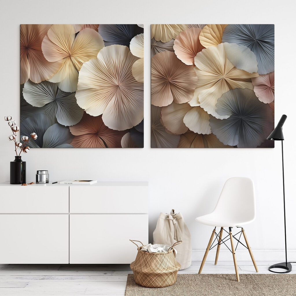 Blätter wie bunte Fächer in einem Interieur