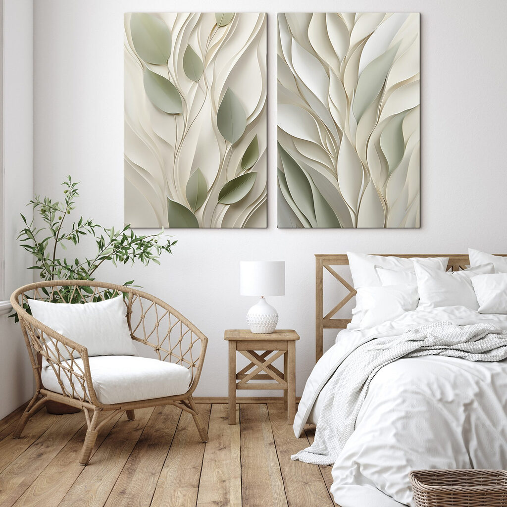 Blätter und Wellen in einem Interieur