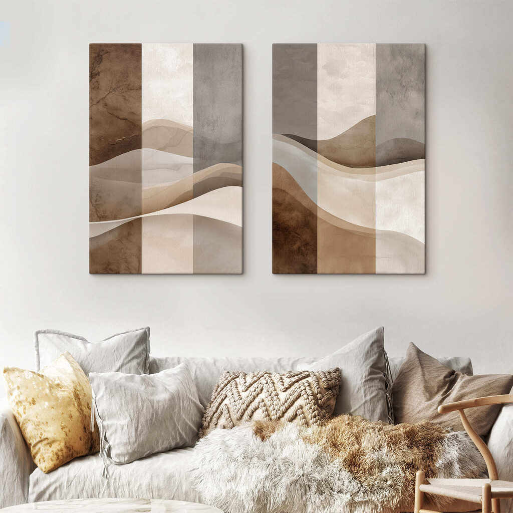 Dünen zwischen geraden Flächen in einem Interieur