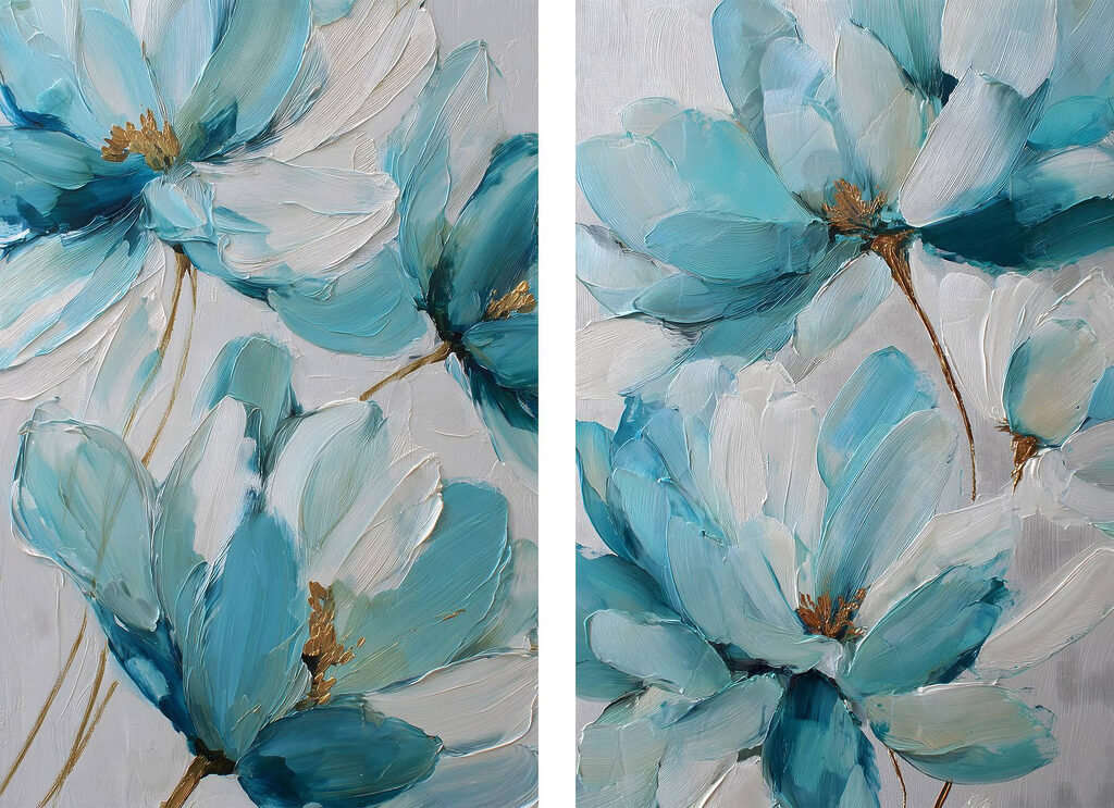 Lebendige Blüten in Blau — ganzes Design